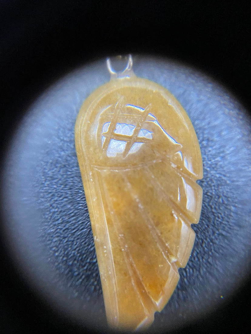 Citrine Angel Wing Pendant Sterling Silver Necklace