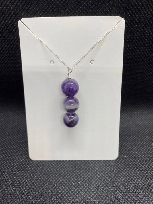 Amethyst Bead Drop Sterling Silver Necklace