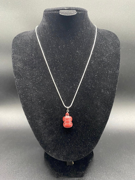 Red Jasper Turtle Sterling Silver Necklace