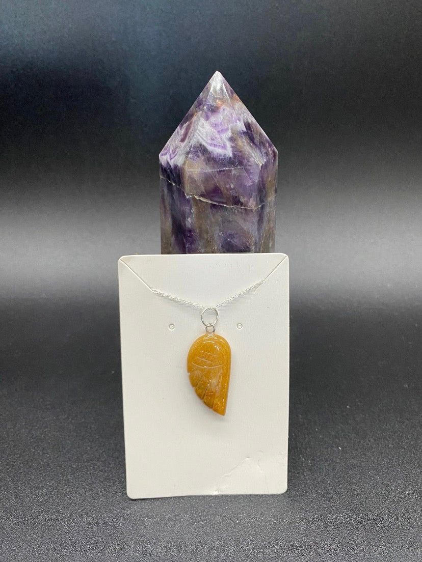 Citrine Angel Wing Pendant Sterling Silver Necklace