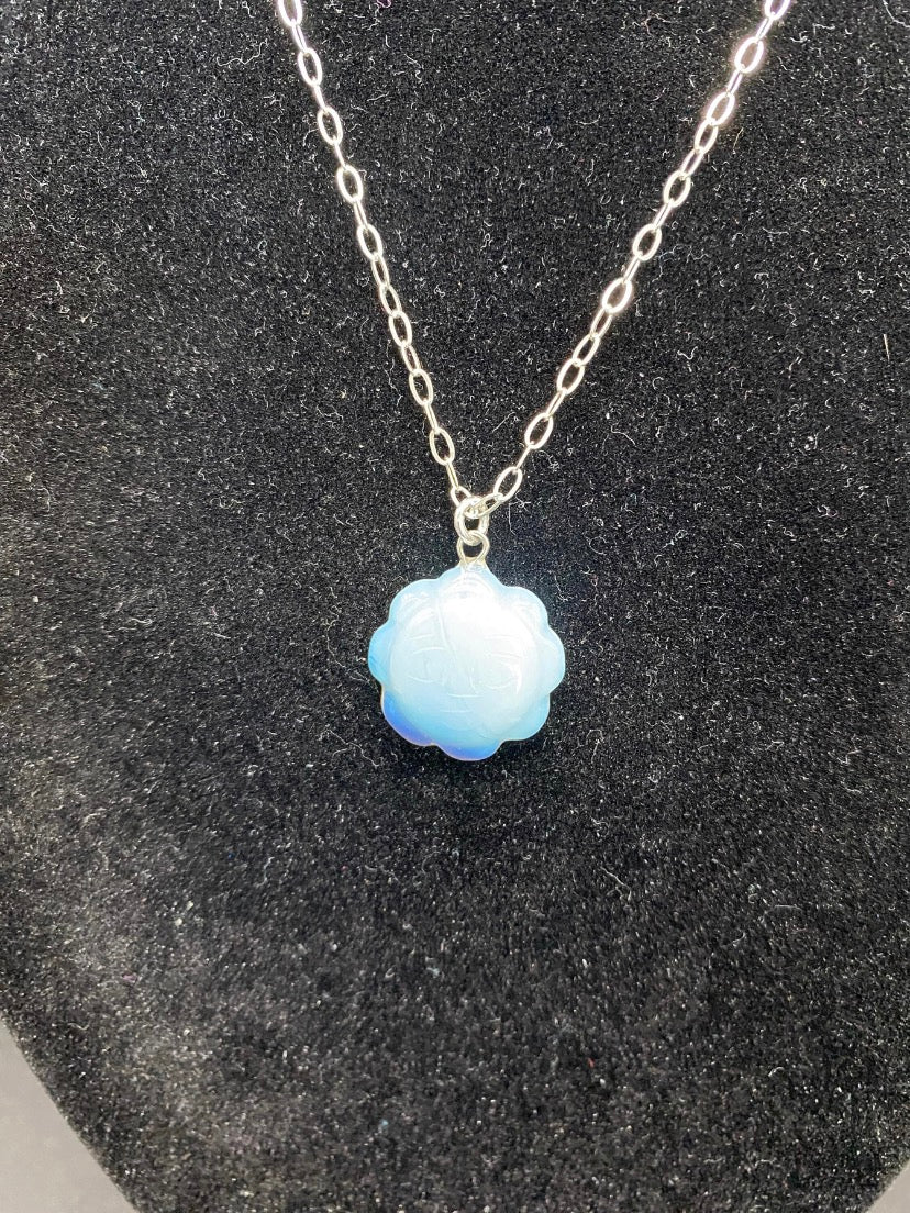 Opalite Sun Pendant Sterling Silver Necklace | Crystal Jewellery
