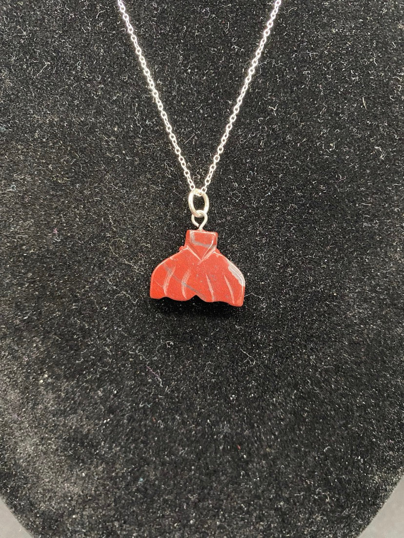 Red Jasper Whale Tail Sterling Silver  Necklace | Unique One of a Kind Crystal Pendant