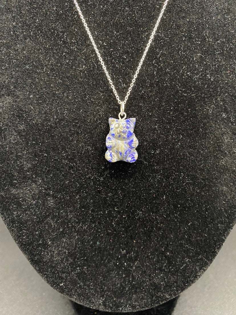 Lapis Lazuli Gummy Bear Sterling Silver Necklace