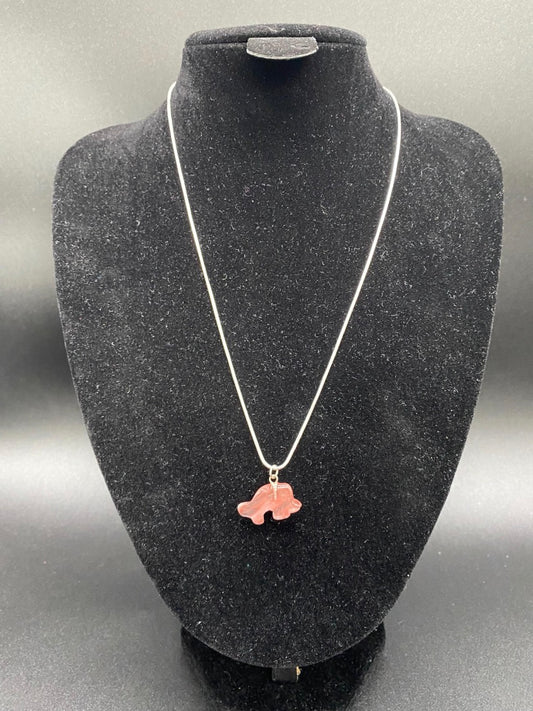Strawberry Quartz Dolphin Sterling Silver Necklace