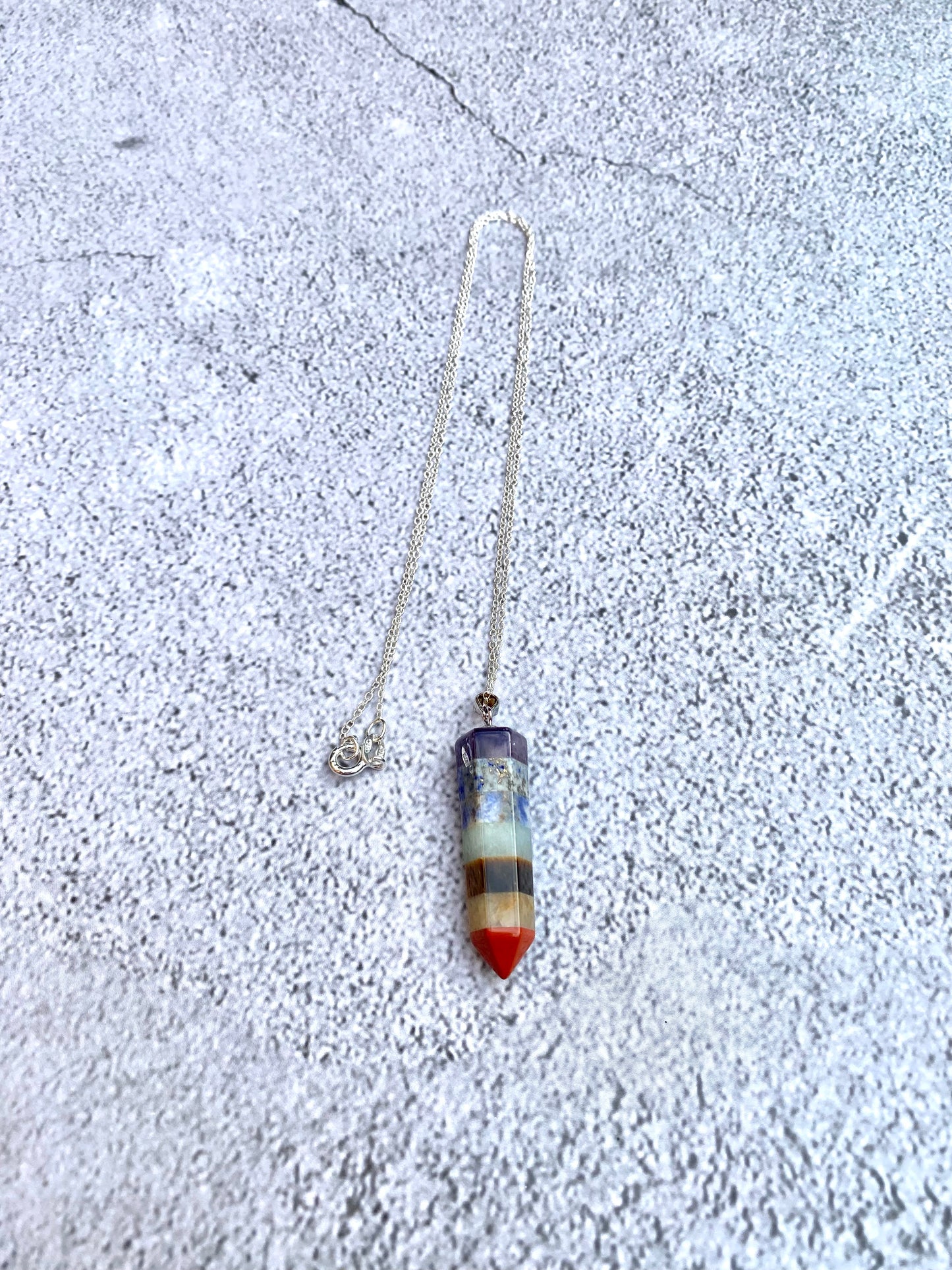 Chakra gemstone point sterling silver necklace
