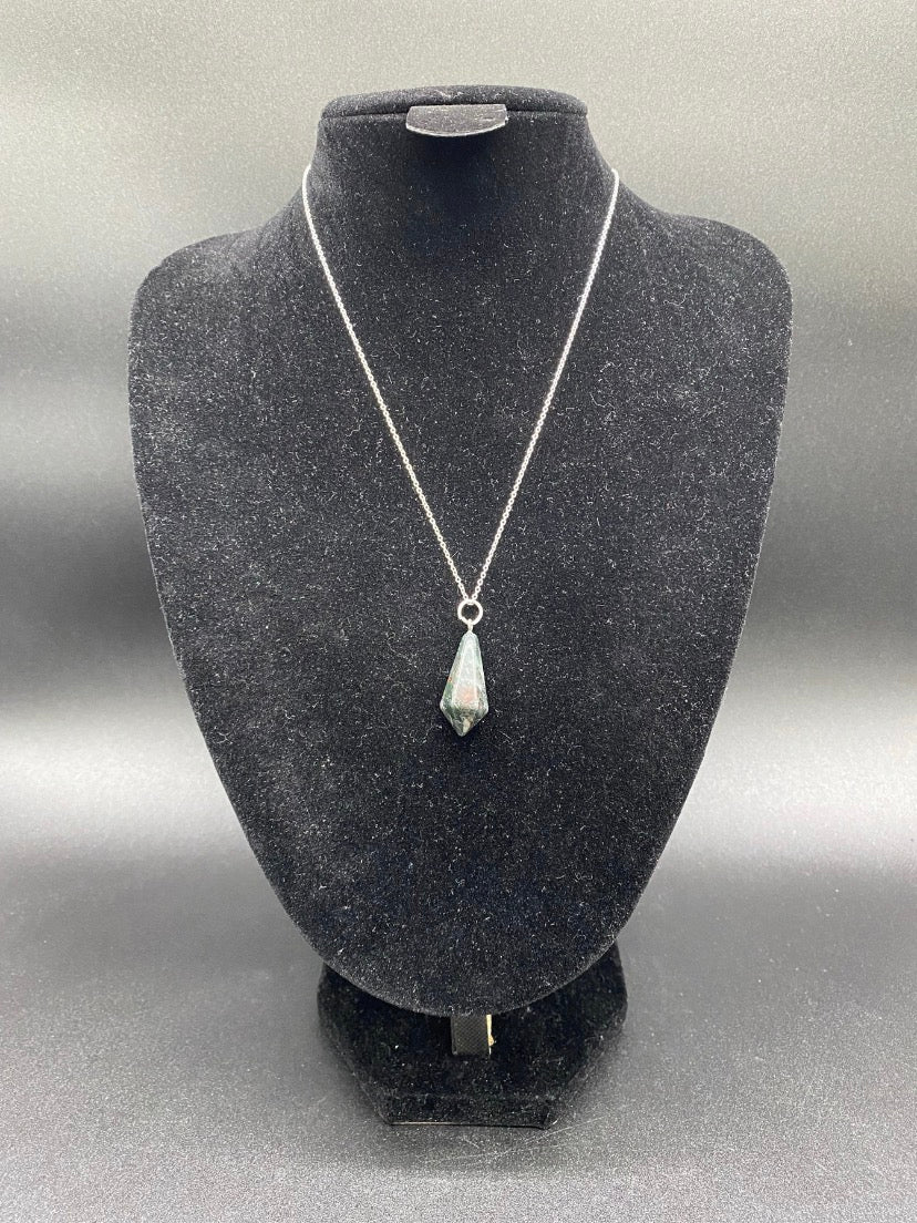 Bloodstone Pendulum Handmade Sterling Silver Necklace Natural Crystal Jewellery