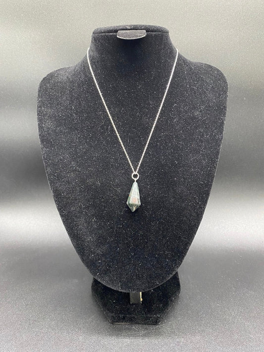 Bloodstone Pendulum Handmade Sterling Silver Necklace Natural Crystal Jewellery