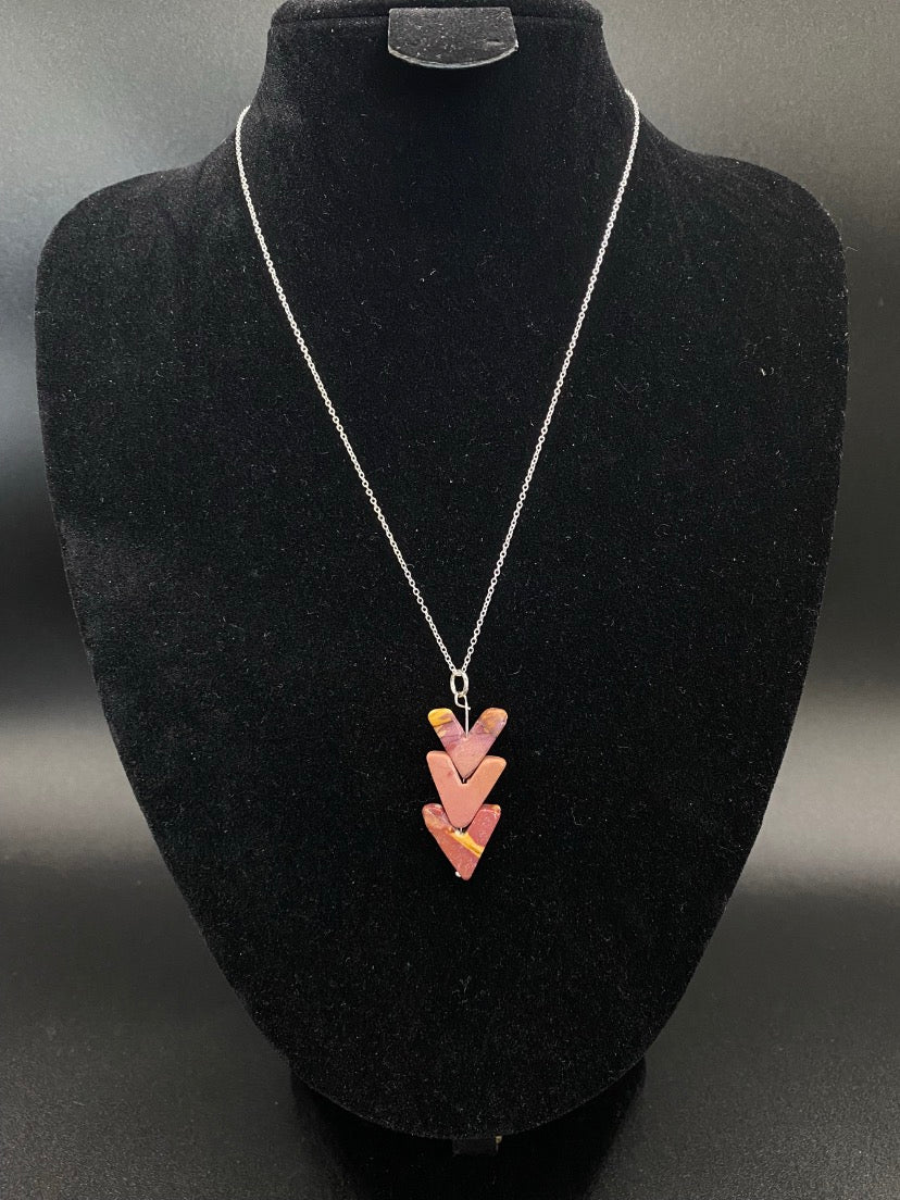 Mookaite Jasper Chevron Drop Sterling Silver Necklace