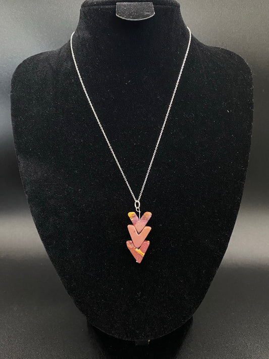 Mookaite Jasper Chevron Drop Sterling Silver Necklace