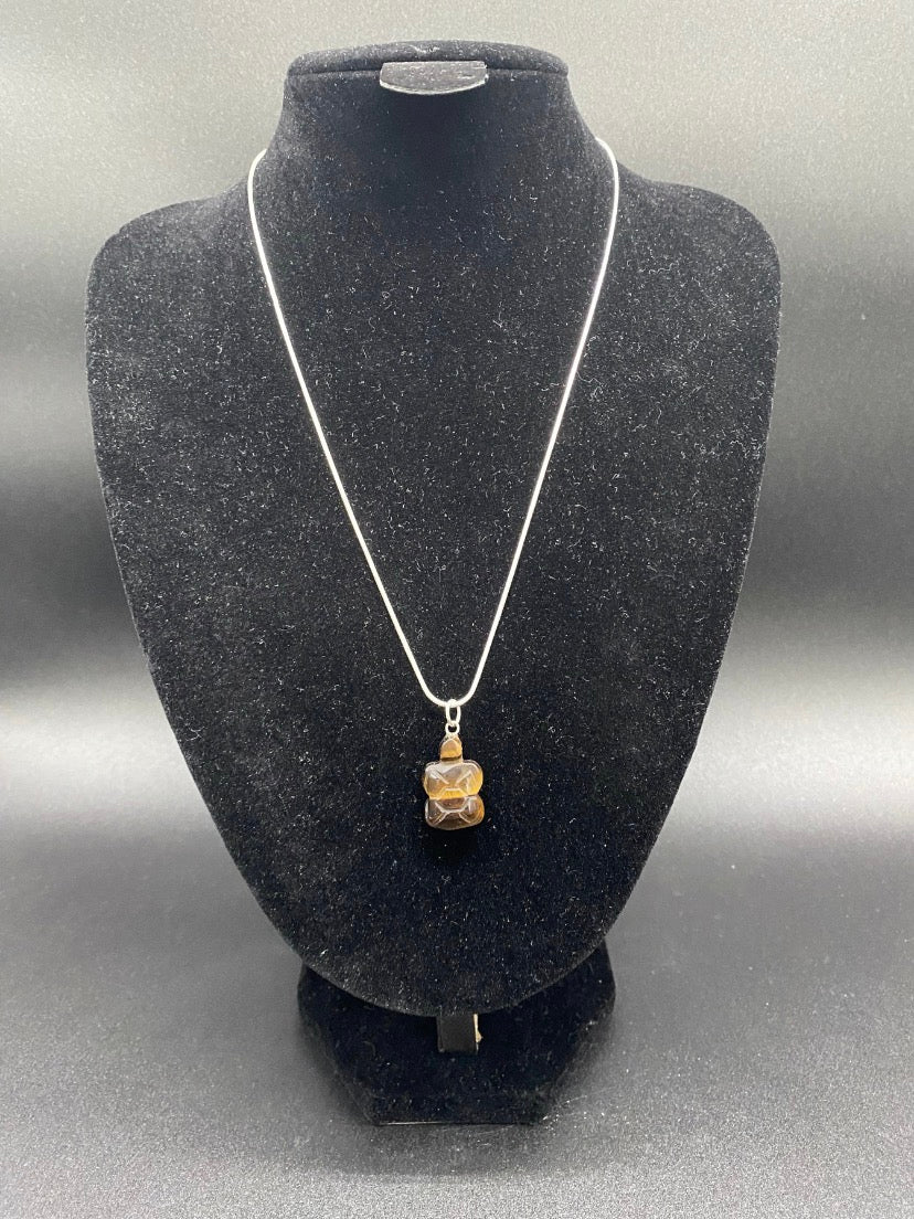 Tiger's Eye Turtle Sterling Silver Necklace
