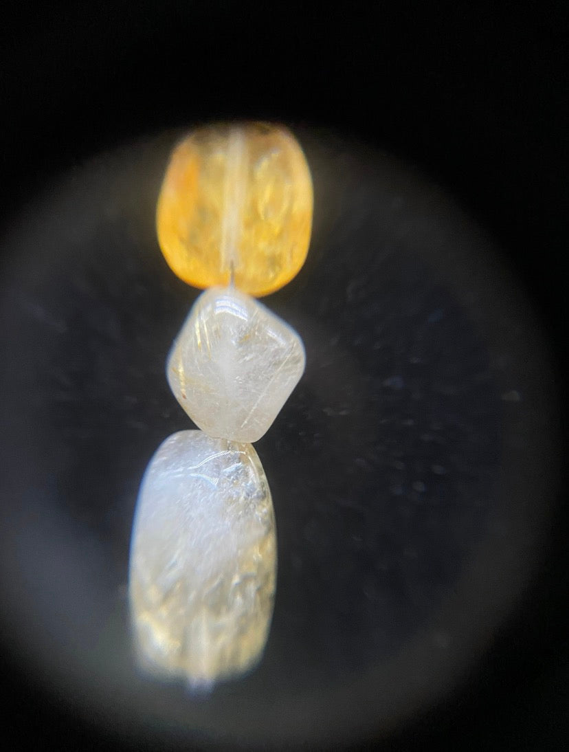 Citrine Tumbled Stone Triple Drop Sterling Silver Necklace
