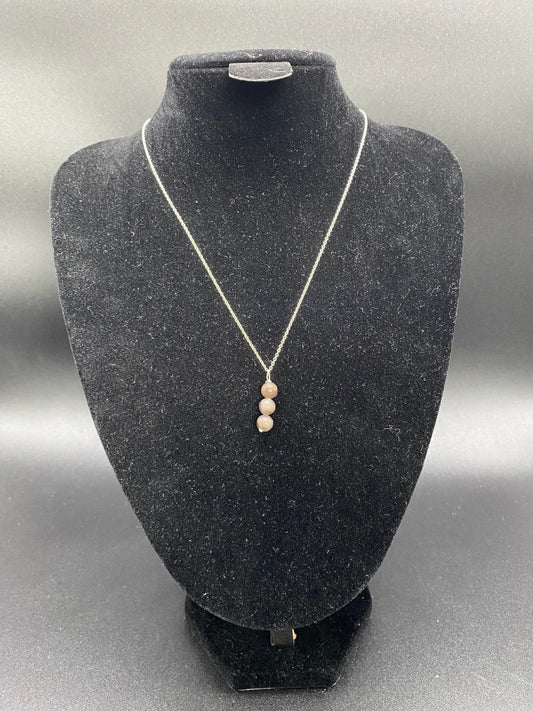 Labradorite Three-Bead Drop Sterling Silver Necklace