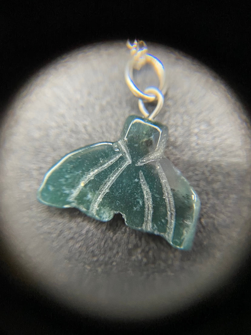 Green Jasper Whale Tail Necklace in Sterling Silver | Ocean Inspired Crystal Pendant