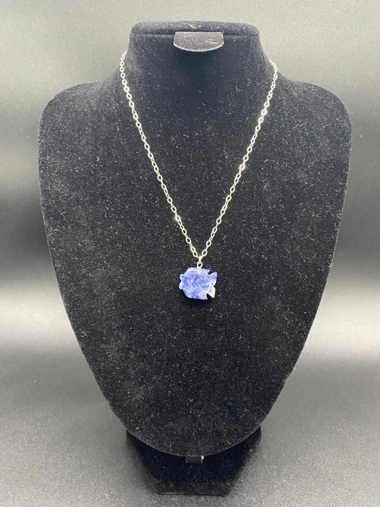 Sodalite Fish Sterling Silver Necklace