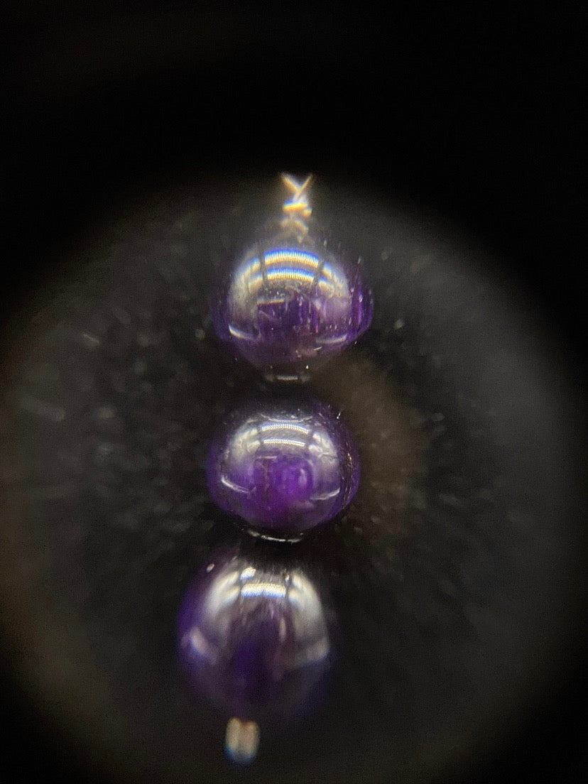 Purple Tiger's Eye Triple Bead Drop Sterling Silver Necklace