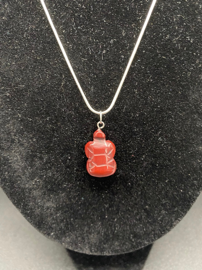 Red Jasper Turtle Sterling Silver Necklace
