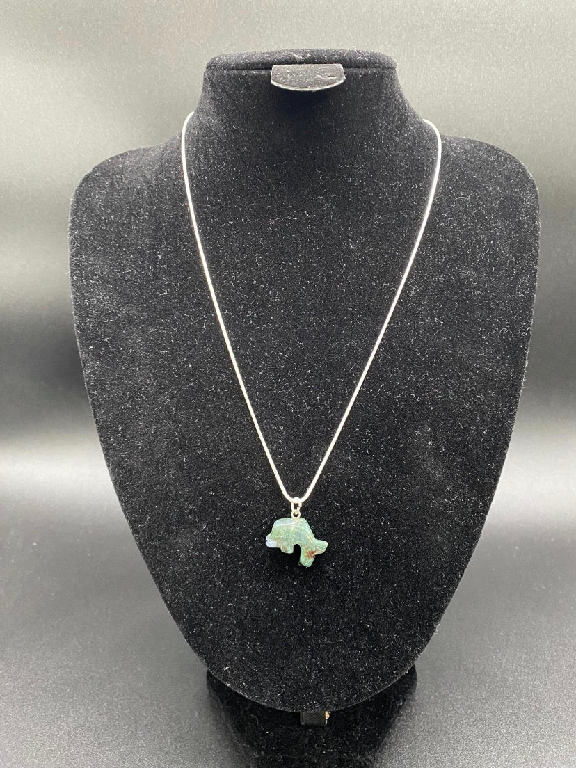 Green Jasper Dolphin Sterling Silver Necklace | Ocean Inspired Necklace