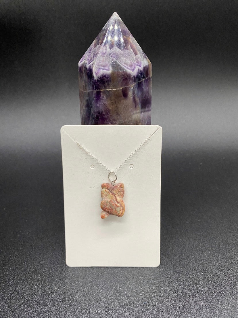Ocean Jasper Owl Pendant Sterling Silver Necklace Crystal Jewellery