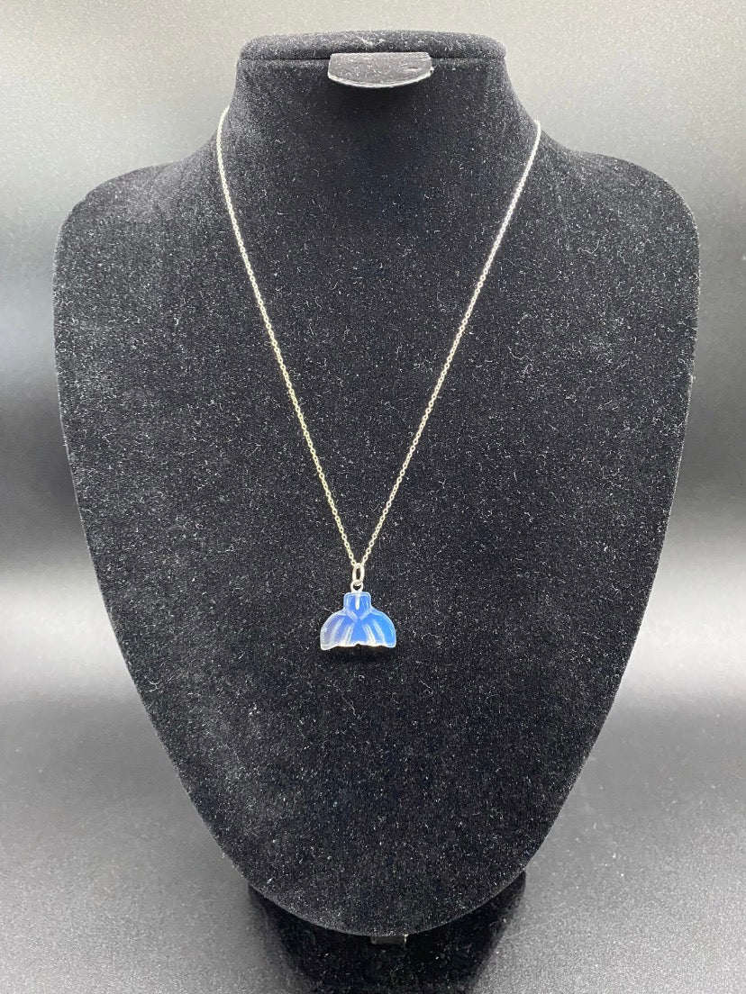 Opalite Whale Tail Pendant Sterling Silver Necklace | Crystal Jewellery