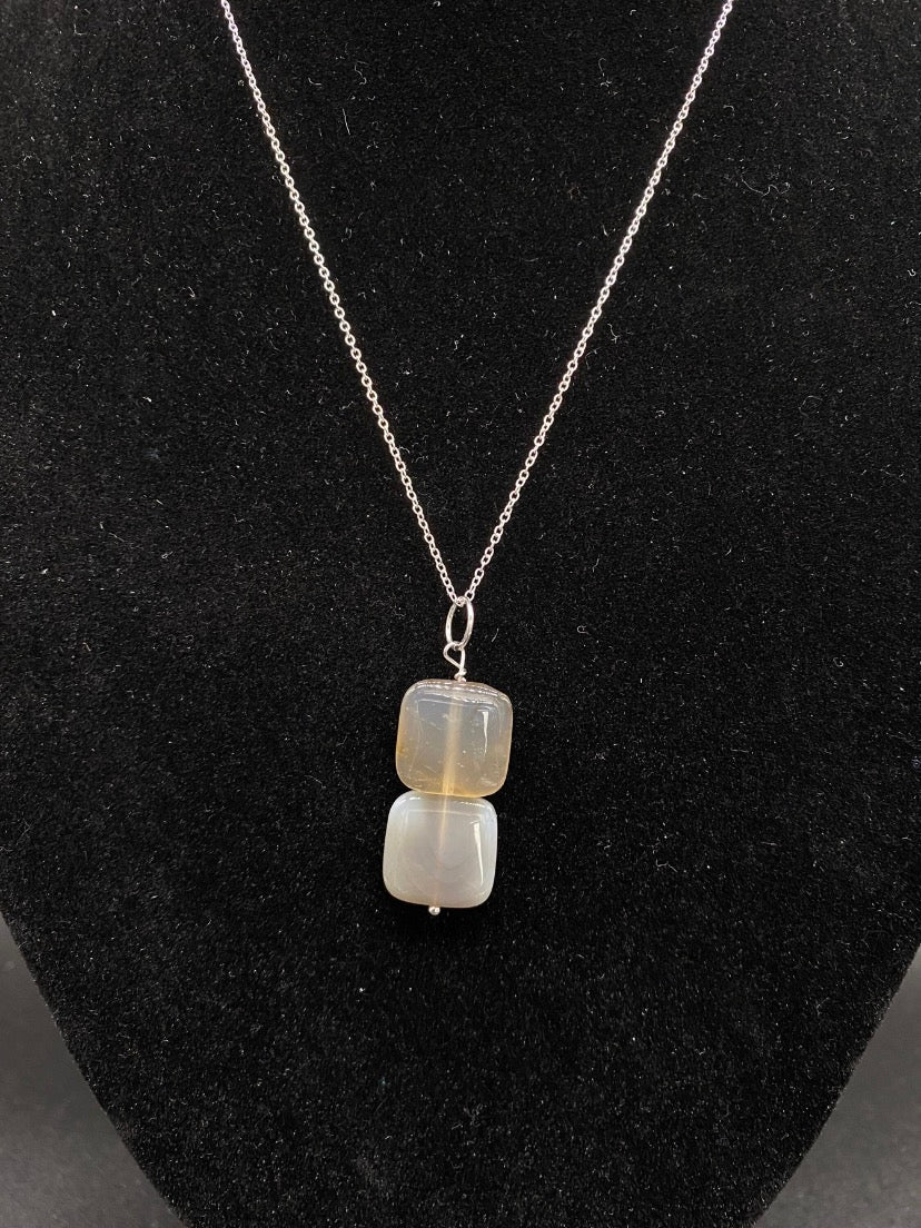 Double Botswana Agate Handmade Sterling Silver Necklace Stone of Change