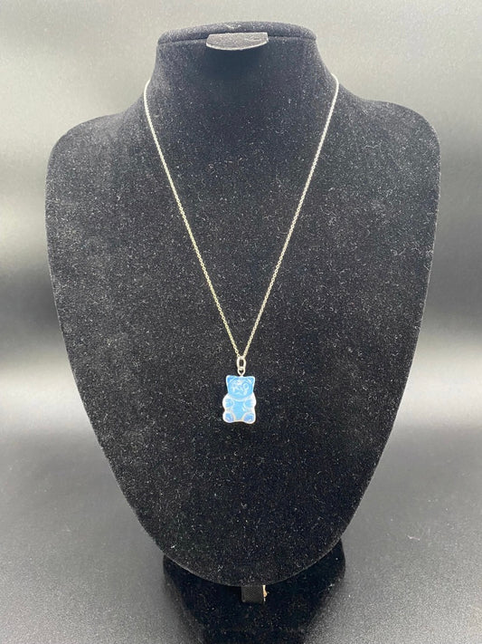 Opalite Gummy Bear Pendant Sterling Silver Necklace | Crystal Jewellery