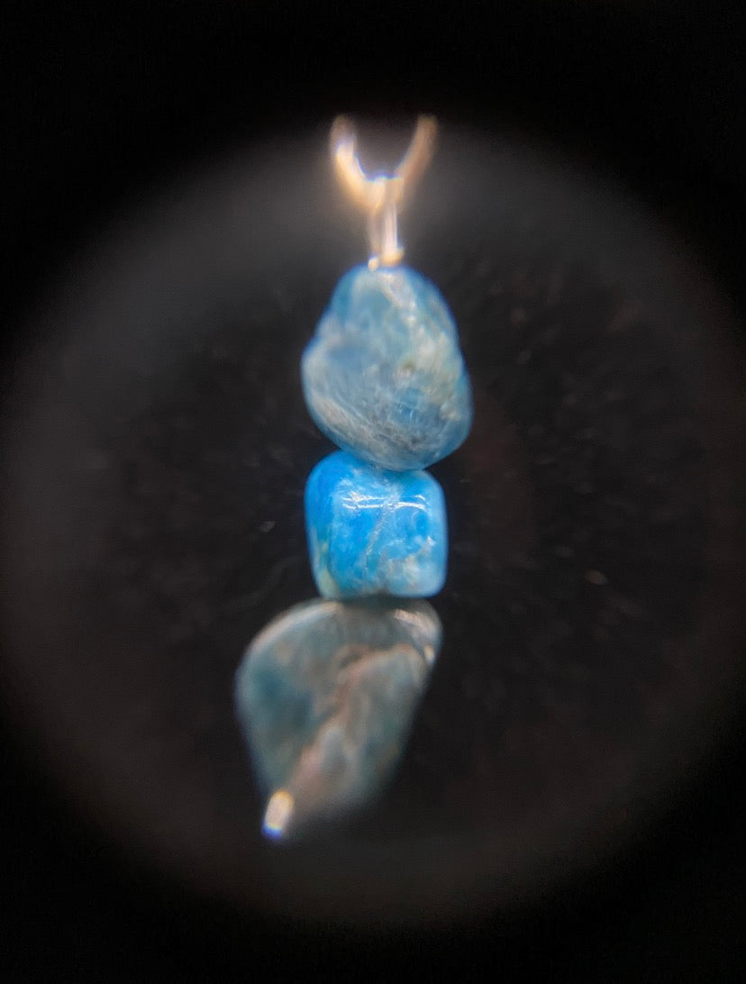 Neon Apatite Raw Crystal Drop Sterling Silver Necklace
