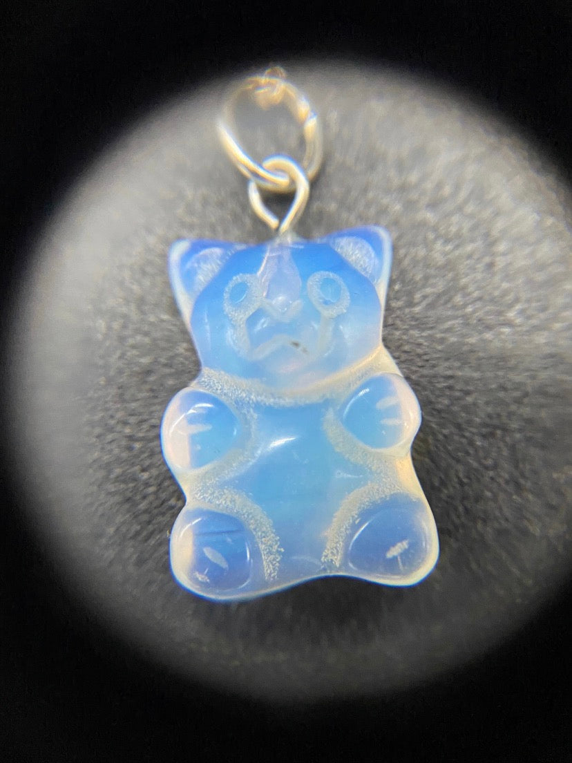 Opalite Gummy Bear Pendant Sterling Silver Necklace | Crystal Jewellery