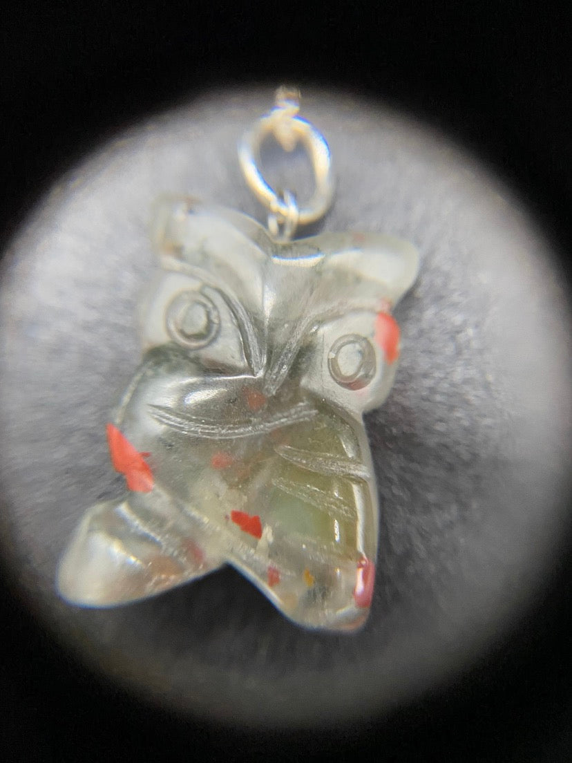 Bloodstone Owl Pendant Sterling Silver Necklace