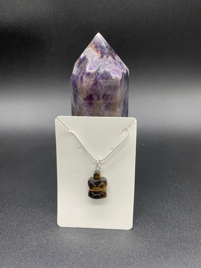 Tiger's Eye Turtle Sterling Silver Necklace