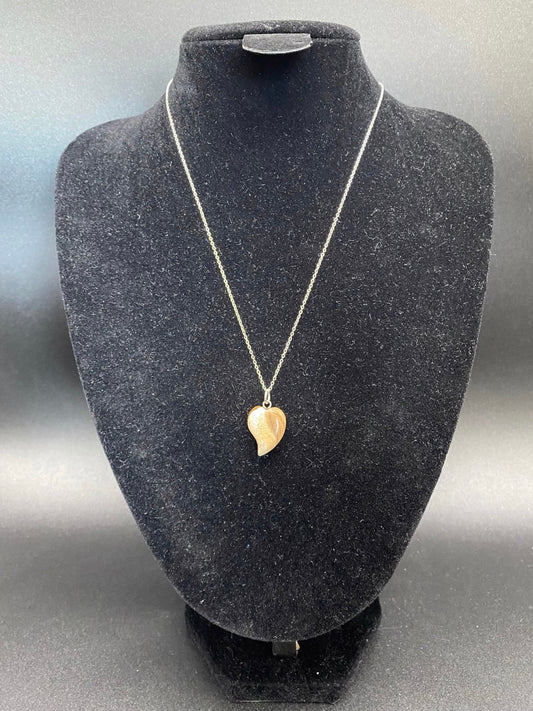 Picture Jasper Curved Heart Pendant Sterling Silver Necklace