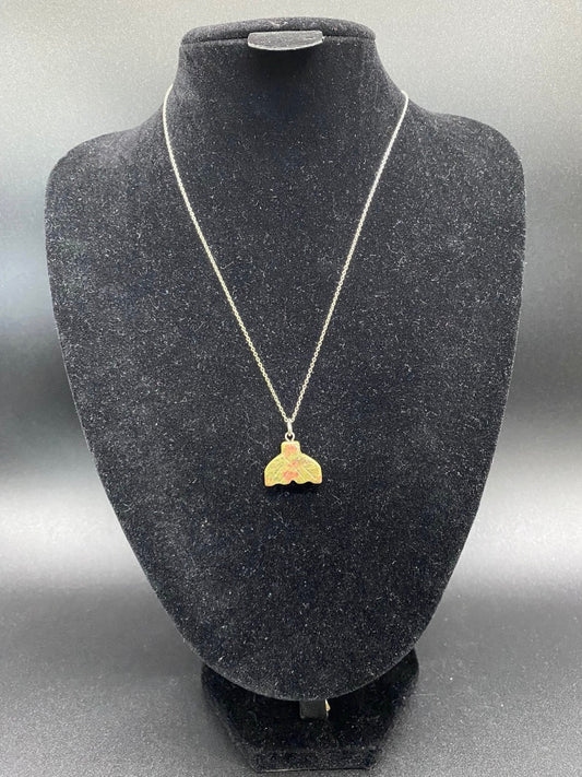 Unakite Whale Tail Sterling Silver Necklace | Crystal Pendant