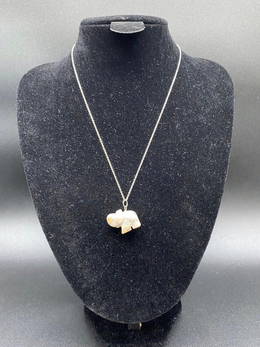 Ocean Jasper Elephant Sterling Silver Necklace