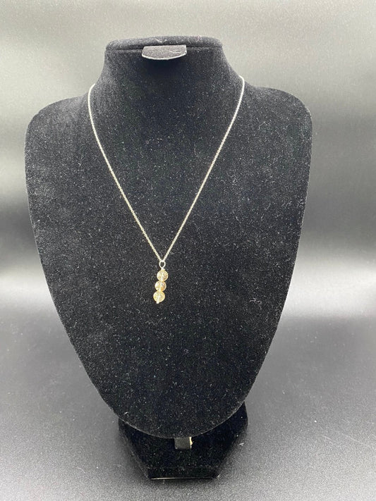6mm Citrine Round Bead Sterling Silver Necklace