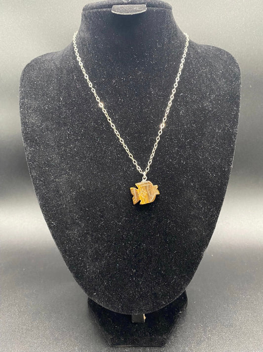 Tigers Eye Fish Sterling Silver Necklace