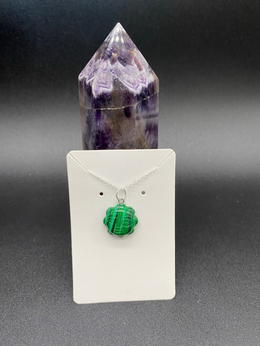 Carved Green Howlite Sun Pendant Sterling Silver Necklace