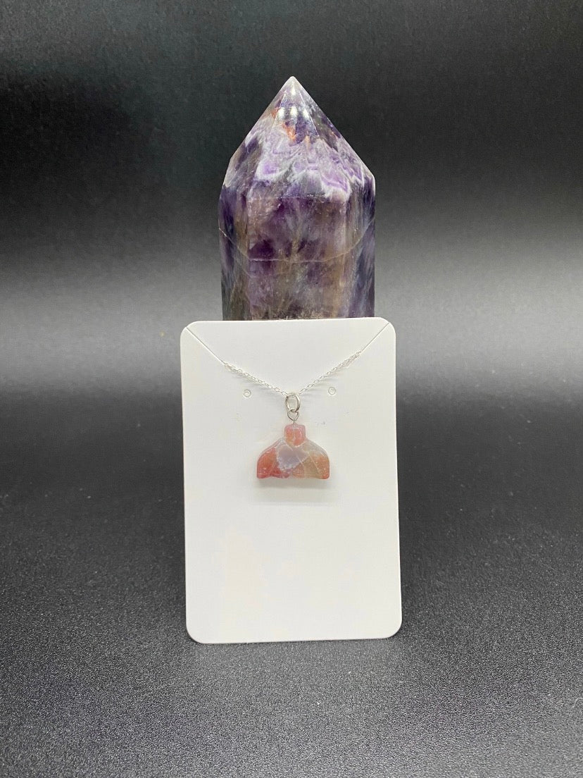 Ocean Jasper Whale Tail Pendant Sterling Silver Necklace | Crystal Jewellery