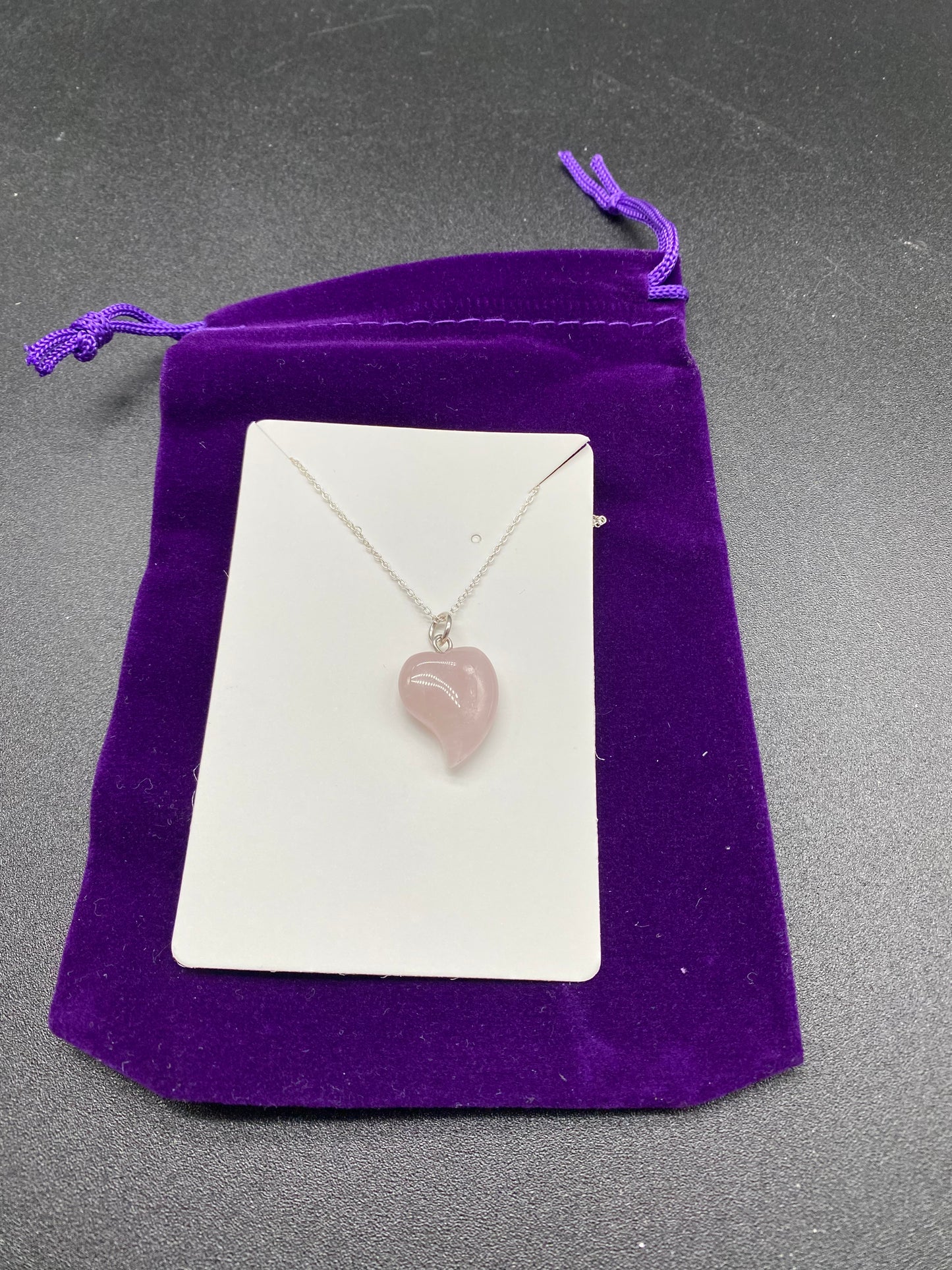 Rose Quartz Curved Heart Sterling Silver Necklace