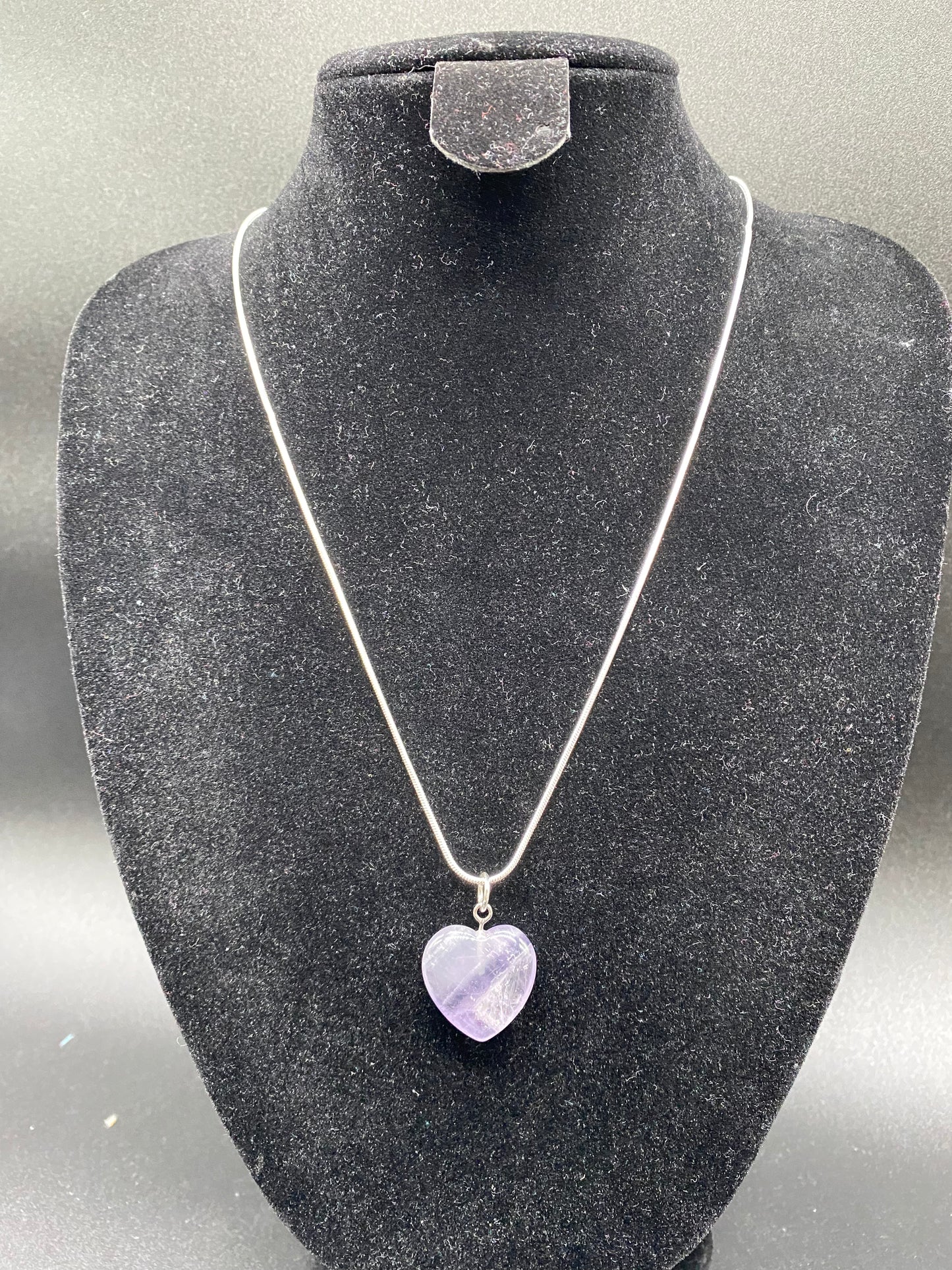 Natural Amethyst Heart Pendant Sterling Silver Necklace