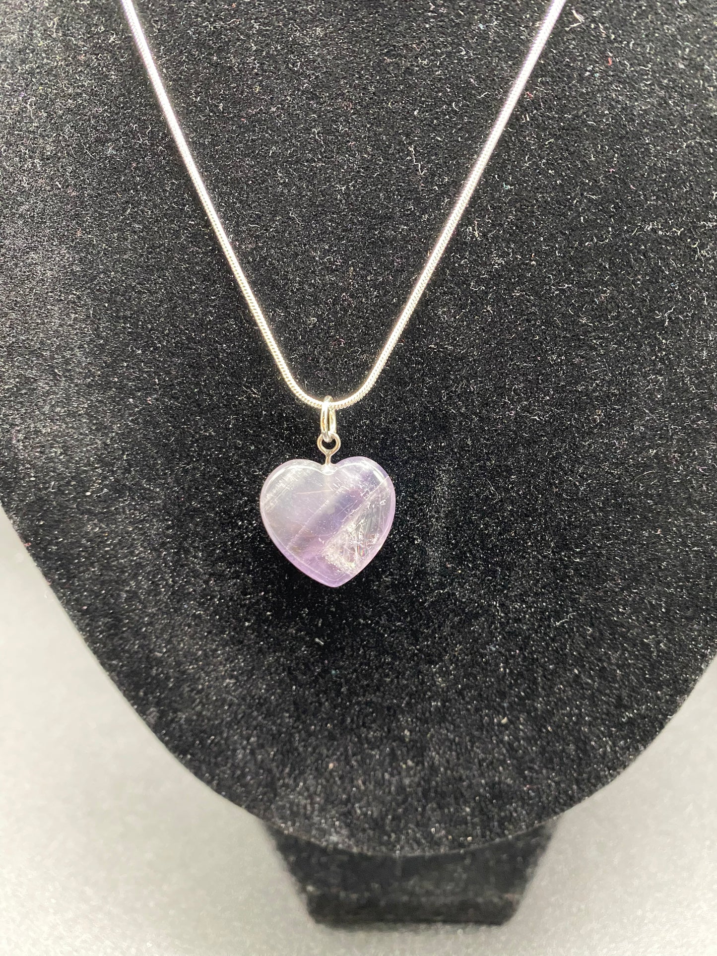 Natural Amethyst Heart Pendant Sterling Silver Necklace