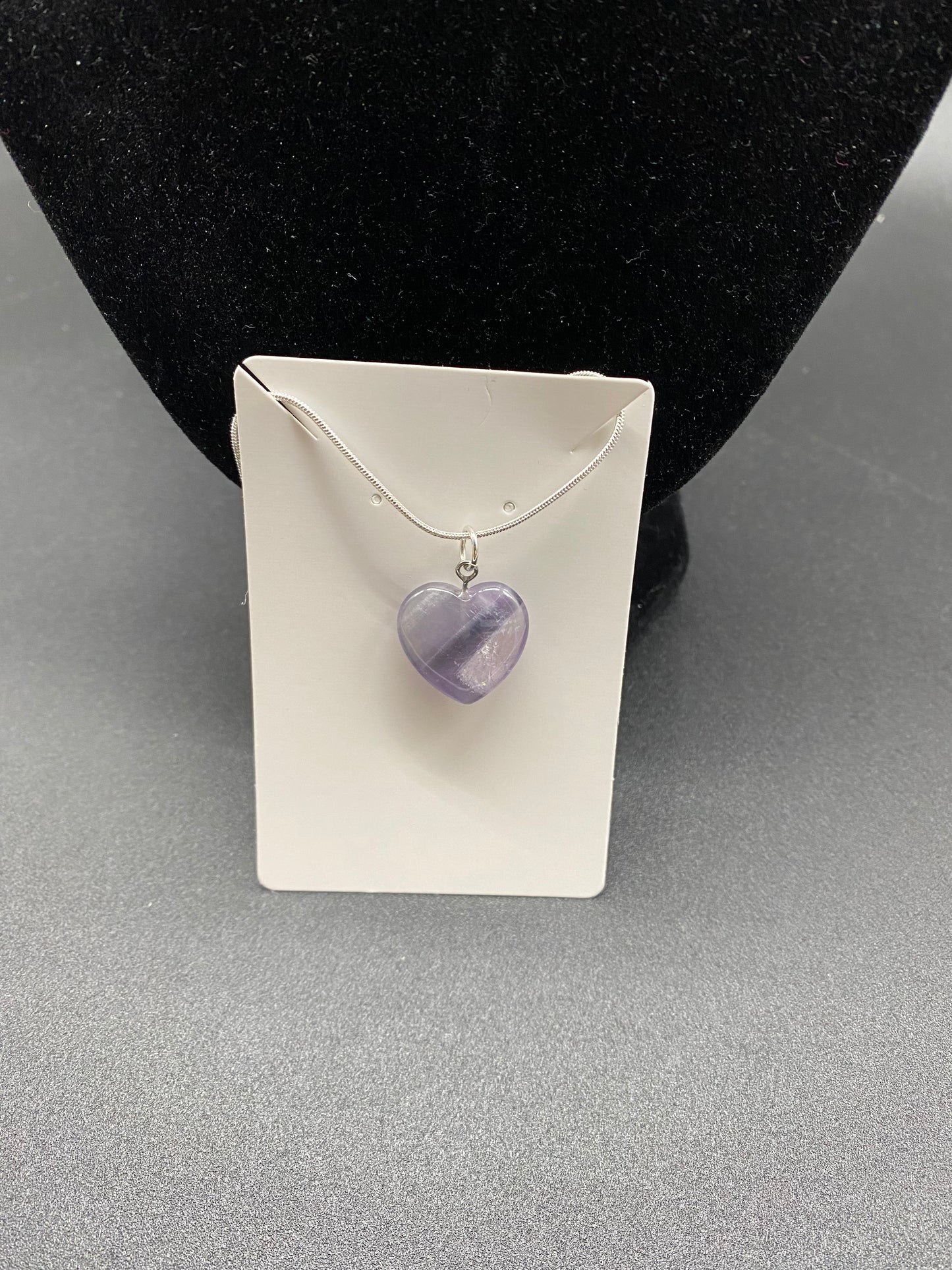 Natural Amethyst Heart Pendant Sterling Silver Necklace