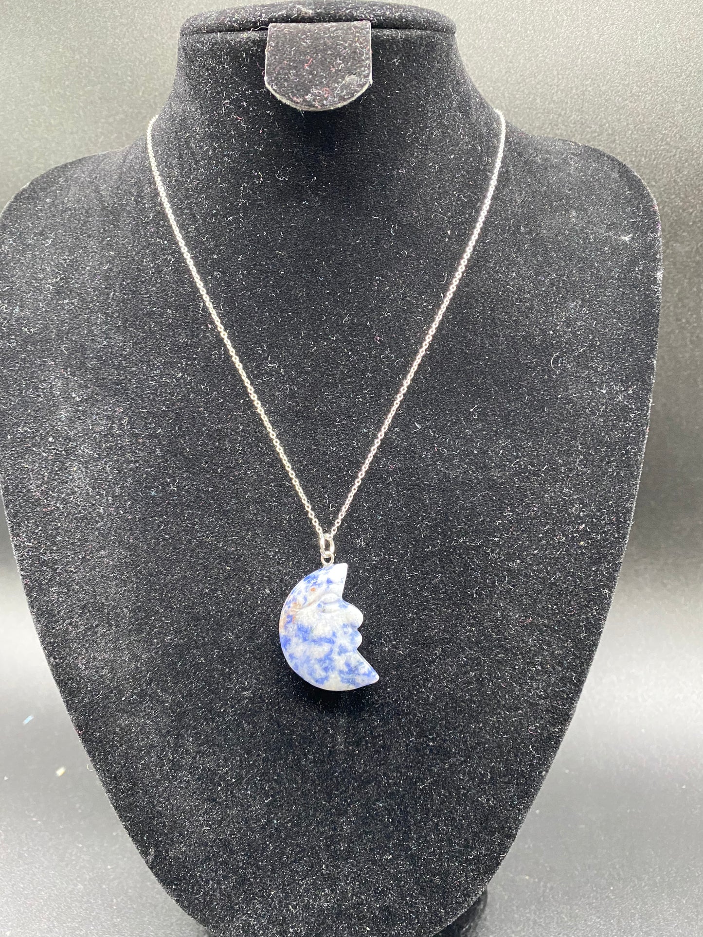 Sodalite "Man in the Moon" Sterling Silver Necklace