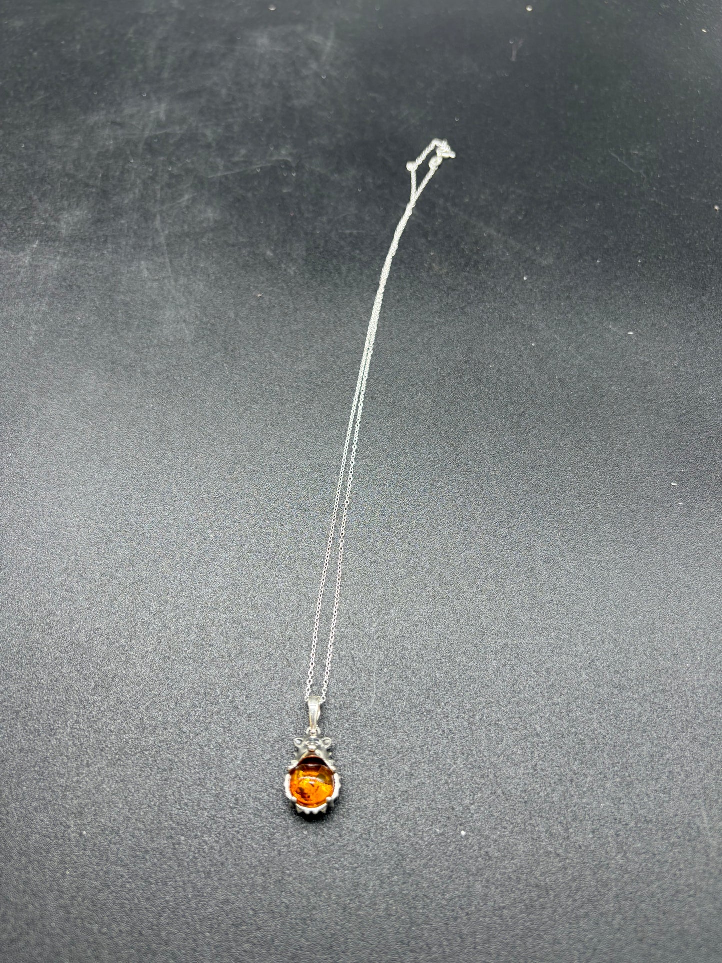 Baltic Amber Hedgehog Pendant Sterling Silver Necklace