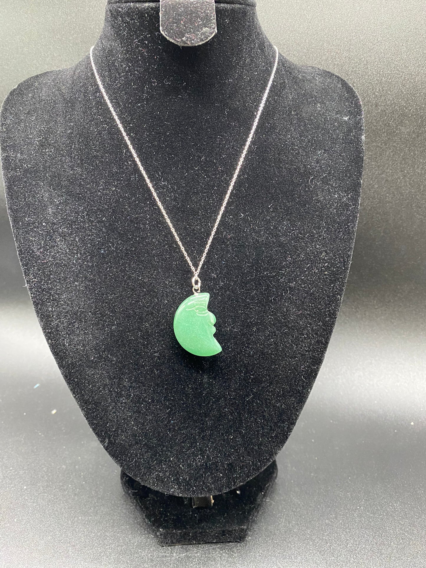 Green Aventurine Moon Necklace Sterling Silver Necklace