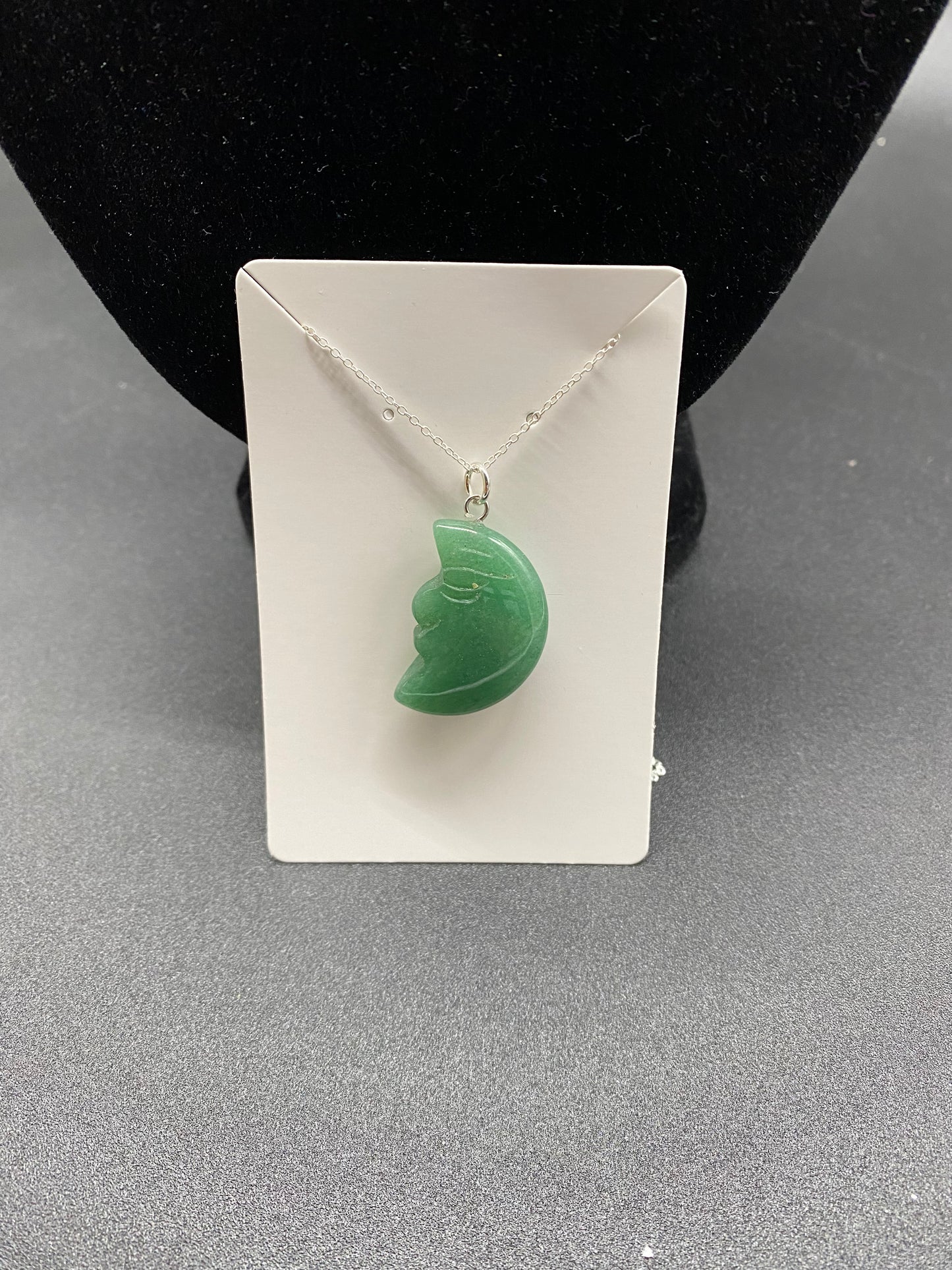 Green Aventurine Moon Necklace Sterling Silver Necklace