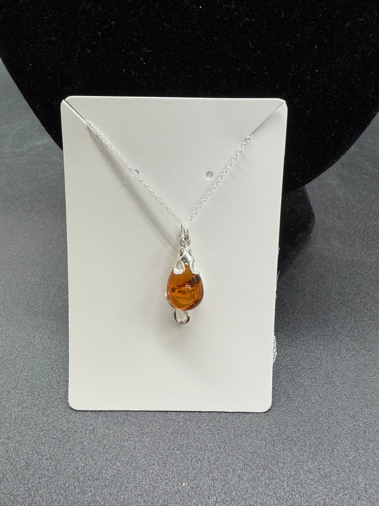 Baltic Amber Mouse Pendant Sterling Silver Necklace