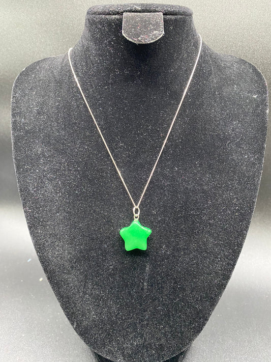 Green Aventurine Star Sterling Silver Necklace
