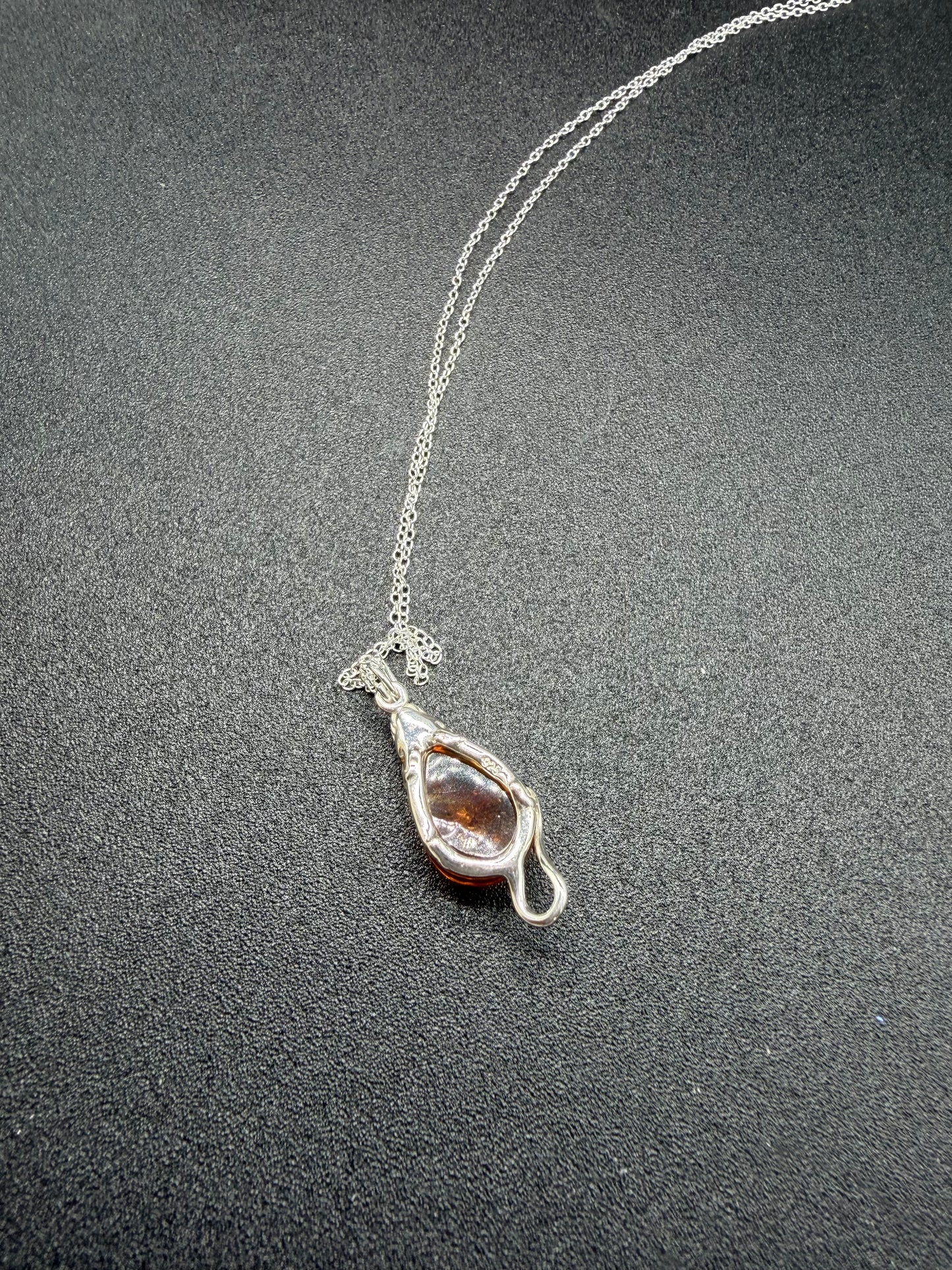Baltic Amber Mouse Pendant Sterling Silver Necklace