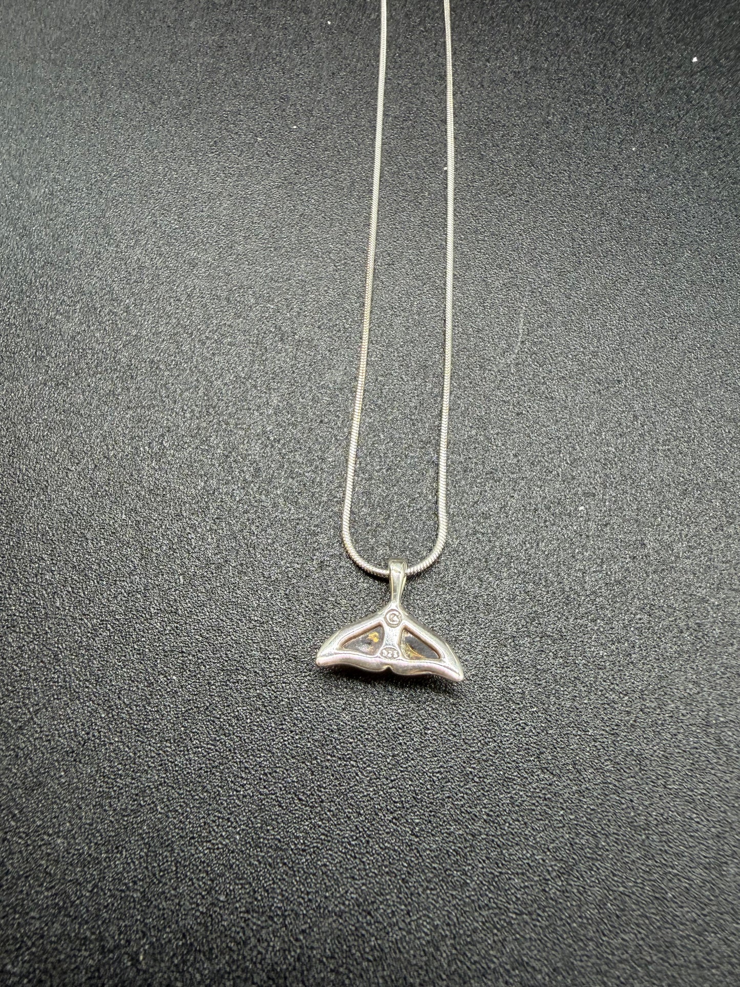 Baltic Amber Whale Tail Pendant Sterling Silver Necklace