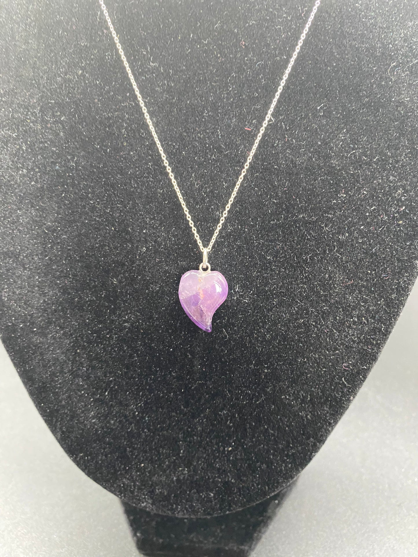 Genuine Purple Amethyst Flame Heart Necklace - 925 Sterling Silver Spirituality Jewellery