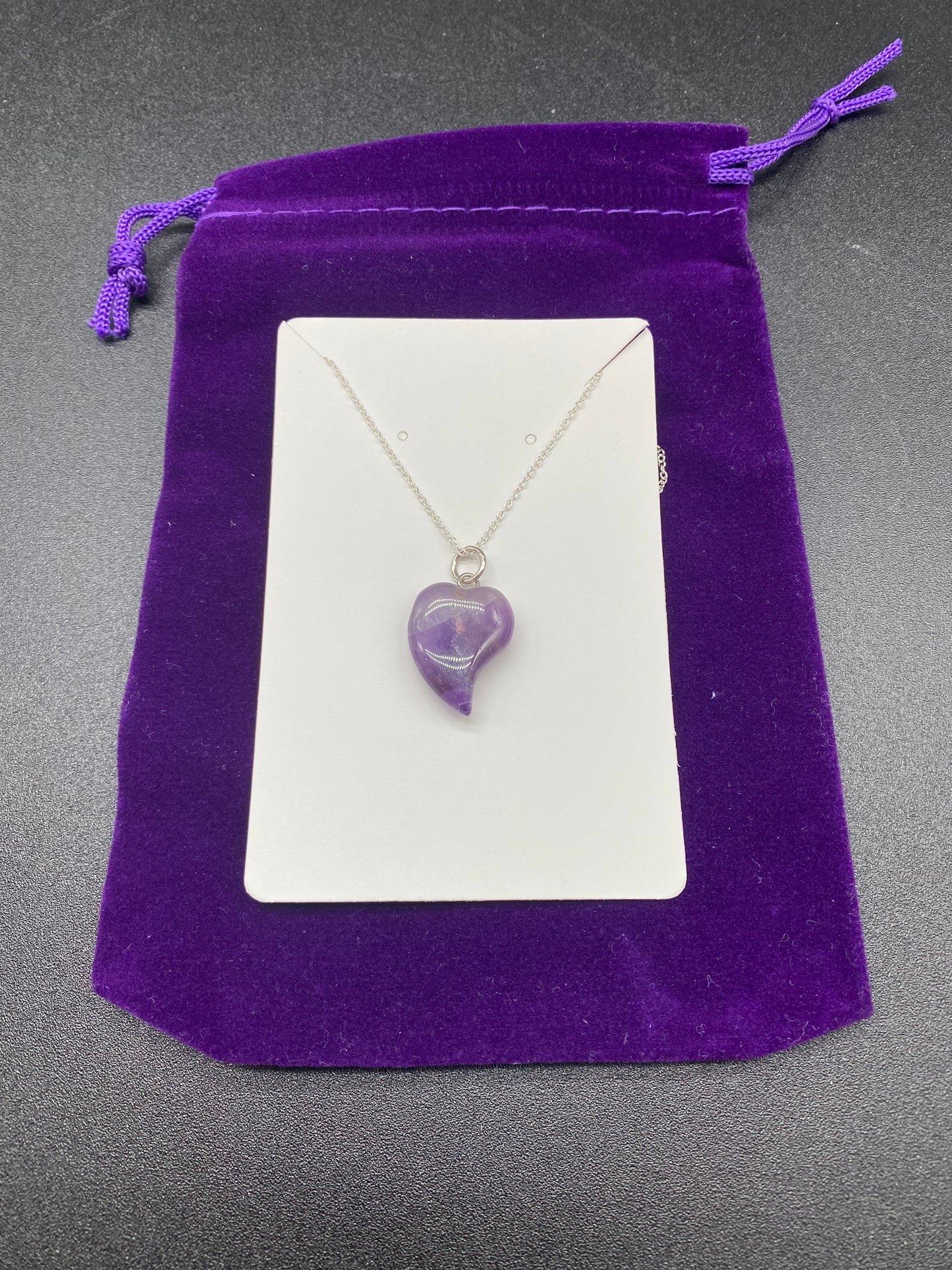 Genuine Purple Amethyst Flame Heart Necklace - 925 Sterling Silver Spirituality Jewellery